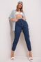 Qiyana Dark Blue High Waist Lycra Mom Jeans Denim Jeans - 3