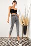 Lorenzo High Waist Gray Snow Mom Denim Pants Lycra Colorfast Gray Extra Comfortable Mom Jean - 3