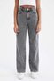 90's smoke-colored stretch fabric super high-waist relaxed jeans pants - 2