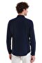 Navy Blue Comfort Fit 100% Cotton Slim Collar Long Sleeve Sports Shirt - 6