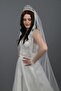 Lace Long Wedding Veil 230 cm Long with Sequin Embroidery in Off-White Color - 3