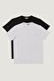 Men's Black-white Slim Fit Narrow Cut Crew Neck 100% Cotton Pack of 2 T-Shirts