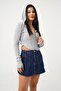 Denim Mini Skirt with Pocket and Stitching Detail - 2