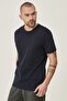 Men's Navy Blue Slim Fit Narrow Cut Crew Neck 100% Cotton T-Shirt Pack of 2 - 3