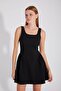 Thick Strap Mini Dress with Side Gather Detail - Back Zipper - 7