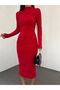 Women's Drawstring Stand Collar Long Sleeve Dress - 4