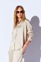 Beige Satin Relaxed Fit Women's Shirt with Thick Cuffs - 9477 - 7