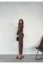 New Season Sweetheart Neck Long Sleeve Dark Leopard Print Midi Length Premium Pencil Dress - 3