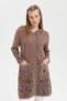Women's Hooded Skirt and Long Cardigan with Dandelion Pattern on the Sleeves, Mink - 2