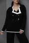 Women's Black 2 Oversize Double-Breasted Cardigan Pants Set Acrylic Knitwear - 5