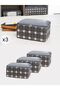 3 Pieces Small Size Gray Checkered Under-Bed Drawer Suitcase Organizer, Hurcu 30X20X15 cm