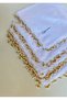 Handmade Pearl Beaded Writing 1 Piece 100X100 cm 4 Edges Hand Embroidered
