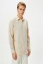 4sam60022hw 057 Beige Men's Woven Long Sleeve Shirt - 3