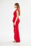 Flexible Red Scuba Fabric Flounce Detail Evening Dress and Graduation Dress 729 582443 - 6