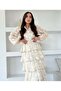 Beige Scallop Floor Skirt Belted Long Dress - 7