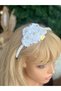 White Luxury Design Pearl and Jewelled Flower Patterned Bridal and Women's Crown Slippers Set - 4