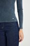 Slim Fit Slim Fit Crew Neck Dark Blue T-Shirt - 4