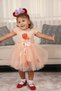 Strawberry Printed Girls' Dress with Layered Tulle Lining and Ribbed Fabric on the Upper Part - 5