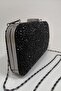 Yakamoz Black Women's Stoned Evening Dress Clutch Portfolio Bag - 6