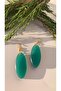 Bright Grass Green - Oval Earrings with Gold Accessories Handmade Epoxy Gift - 3