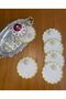 6 Pieces Linen Linen Gold Color Pearled Daisy Patterned Cocktail Serving Napkin - 2