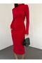 Women's Drawstring Stand Collar Long Sleeve Dress - 3