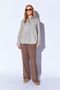 Khaki Satin Soft Textured Striped Comfortable Cut Women's Shirt with Pocket Detail - 9142 - 7