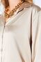 Beige Satin Relaxed Fit Women's Shirt with Thick Cuffs - 9477 - 4