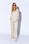 Beige Satin Palazzo Cut Women's Trousers with Elastic Waist Ee10009594 - 3