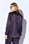 Black Satin Relaxed Fit Women's Shirt with Thick Cuffs - 9477 - 5