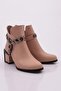 810-22k Women's Buckle Detail Heeled Boots NUDE - 2