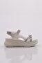 Women's Thick Sole Silver Stone Velcro Sandals White 510513138