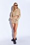 Beige Thick Soft Textured Double Pocket Mini Skirt |   Ek10009063 - 3