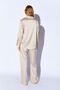 Beige Satin Relaxed Fit Women's Shirt with Thick Cuffs - 9477 - 5