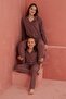 Dusty Rose Flat Front Button Fleece Pajama Suit