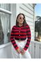 Red Navy Blue Striped Short Cardigan