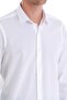 White Comfort Fit Plain 100% Cotton Slim Collar Long Sleeve Sports Shirt - 5