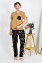 Women's Short Sleeve Cotton Combed Pajamas Suit Mustard 4214 - 5