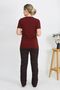 Women's Short Sleeve Cotton Combed Pajama Suit Claret Red 4214 - 5
