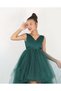 Girl Child Emerald Green Front Short Back Long Wrap Dress Birthday Graduation Party Prom Dress - 2