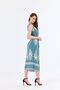 Belt Detailed Long Printed Viscose Gilet Dress |   Elb35653 Water Green - 5