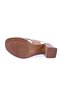 Tan Genuine Leather Women's Heeled Sandals - Cross Strap 65613335 - 5