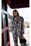 Zebra Patterned Oversize Blazer Jacket Black