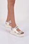 Women's Thick Sole Silver Stone Velcro Sandals White 510513138 - 5