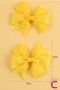 2-Piece Girls' Grosgrain Satin Bow Hair Clip Set Yellow - Bow Ribbon Clip Hairpin - 3
