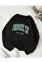 Unisex Black Bronklyn Printed Oversize Sweatshirt
