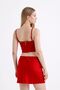 Elastic waist satin mini skirt |   Etk35774 red - 5