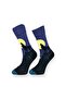 Navy Blue Unisex Flexible Animal Patterned Cotton Socks - 2