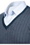 Men's V-Neck Knitwear Petrol Sweater Patterned Steel Knit Classic Pattern - 5007D - 4