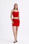 Elastic waist satin mini skirt |   Etk35774 red - 3